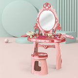 Pink Storage Princess Foldable Kids Vanity Set with Mirror Image - 5