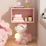 Pink Unicorn-Shaped Wood Open Storage Kids Nightstand Image - 1