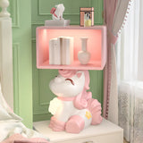 Pink Unicorn-Shaped Wood Open Storage Kids Nightstand Image - 3
