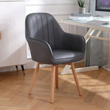 Pink Wood Frame Mid-Back Faux Leather Task Office Chair Image - 18