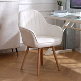 Pink Wood Frame Mid-Back Faux Leather Task Office Chair Image - 23