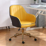 Pink Wood Frame Mid-Back Faux Leather Task Office Chair Image - 26