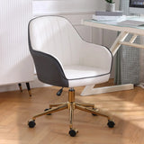 Pink Wood Frame Mid-Back Faux Leather Task Office Chair Image - 29