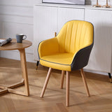 Pink Wood Frame Mid-Back Faux Leather Task Office Chair Image - 3