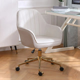 Pink Wood Frame Mid-Back Faux Leather Task Office Chair Image - 30
