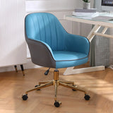 Pink Wood Frame Mid-Back Faux Leather Task Office Chair Image - 33