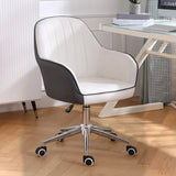 Pink Wood Frame Mid-Back Faux Leather Task Office Chair Image - 35
