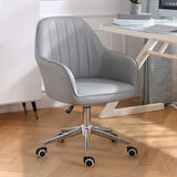 Pink Wood Frame Mid-Back Faux Leather Task Office Chair Image - 37