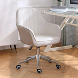 Pink Wood Frame Mid-Back Faux Leather Task Office Chair Image - 38