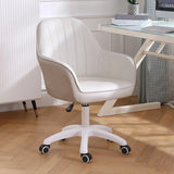 Pink Wood Frame Mid-Back Faux Leather Task Office Chair Image - 46