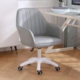 Pink Wood Frame Mid-Back Faux Leather Task Office Chair Image - 47