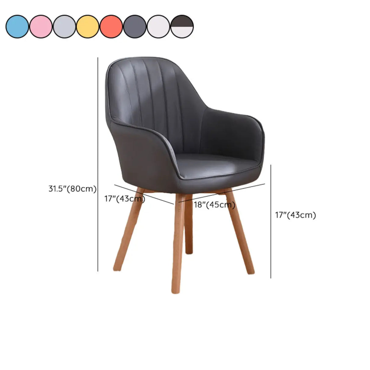 Pink Wood Frame Mid-Back Faux Leather Task Office Chair 