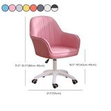 Pink Wood Frame Mid-Back Faux Leather Task Office Chair Image - 51