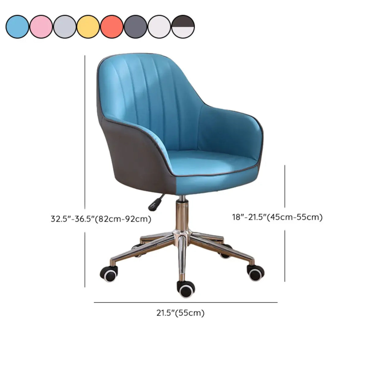 Pink Wood Frame Mid-Back Faux Leather Task Office Chair Image - 52