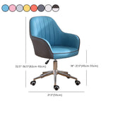Pink Wood Frame Mid-Back Faux Leather Task Office Chair Image - 52