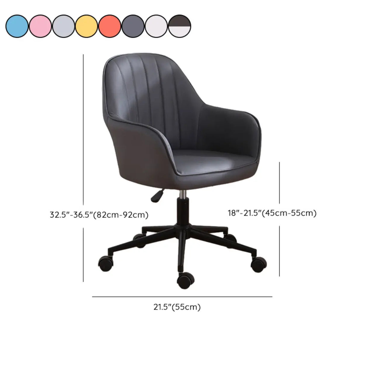 Pink Wood Frame Mid-Back Faux Leather Task Office Chair Image - 53