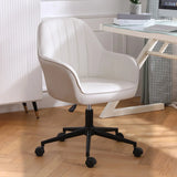 Pink Wood Frame Mid-Back Faux Leather Task Office Chair Image - 6