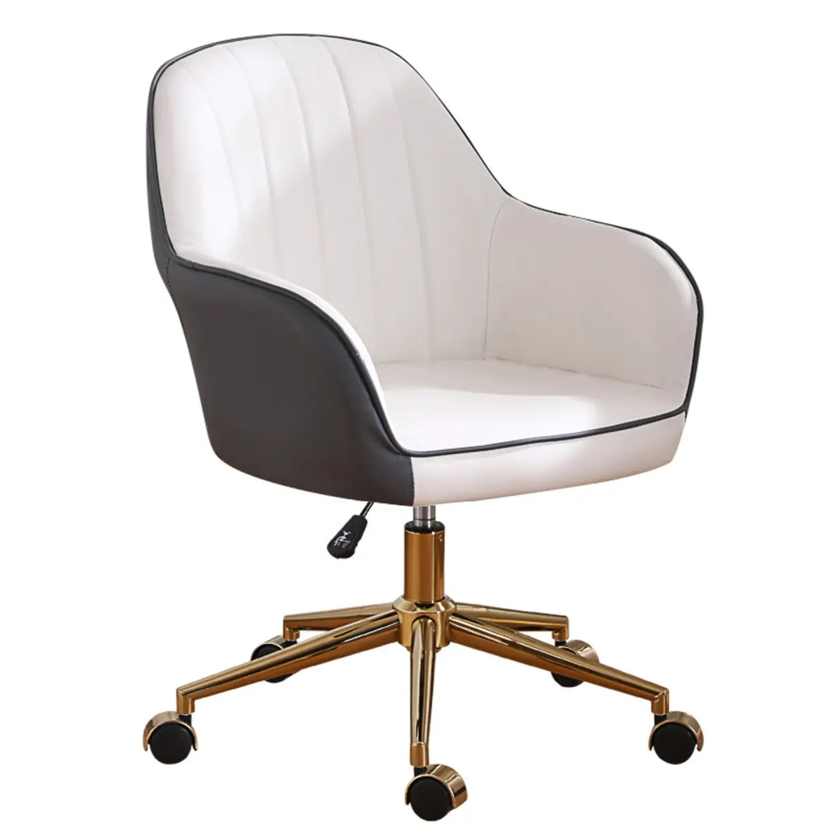 Pink Wood Frame Mid-Back Faux Leather Task Office Chair Image - 9