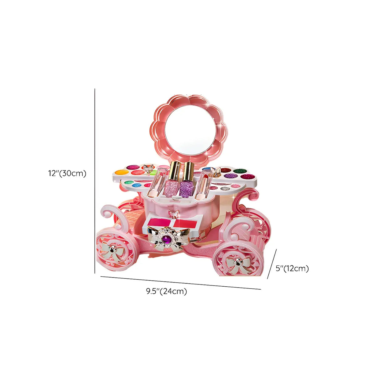Plastic Carriage Pink Storage Kids Vanity Set with Mirror Image - 15