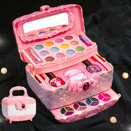 Plastic Carriage Pink Storage Kids Vanity Set with Mirror Image - 2