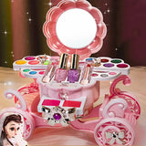 Plastic Carriage Pink Storage Kids Vanity Set with Mirror Image - 4