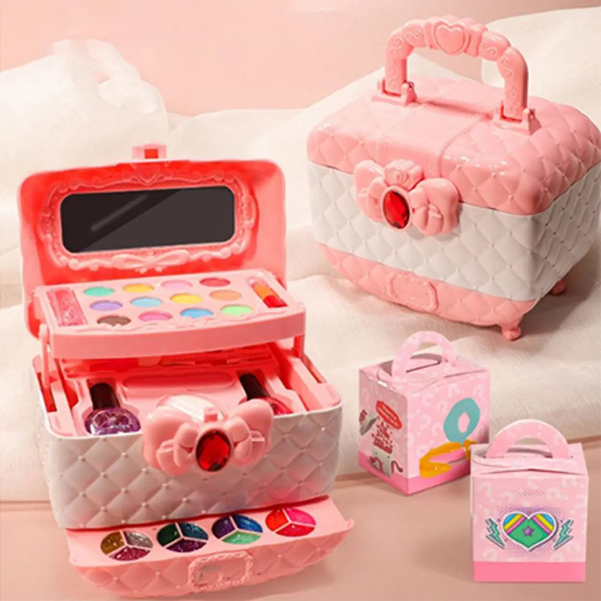 Plastic Carriage Pink Storage Kids Vanity Set with Mirror Image - 6