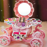 Plastic Carriage Pink Storage Kids Vanity Set with Mirror Image - 7