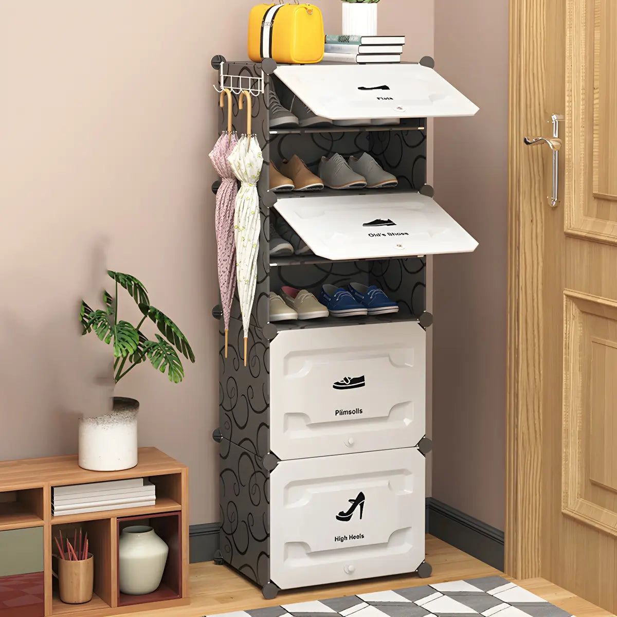 Plastic Entryway White Adjustable Shoe Storage Box Image - 10