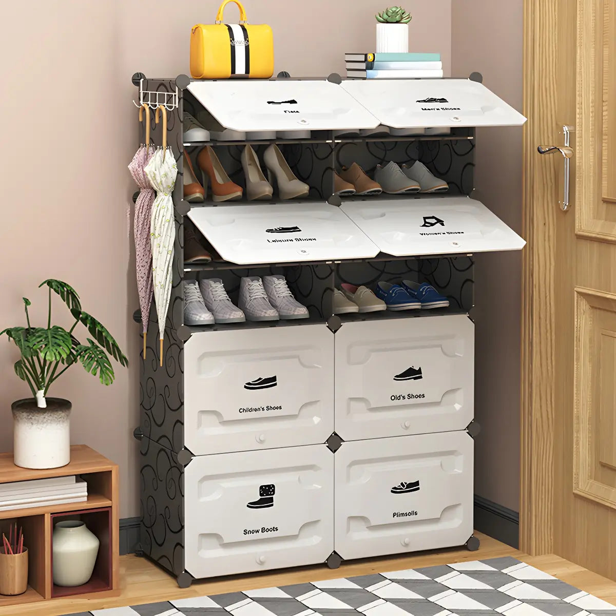 Plastic Entryway White Adjustable Shoe Storage Box Image - 12