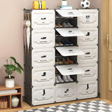 Plastic Entryway White Adjustable Shoe Storage Box Image - 13