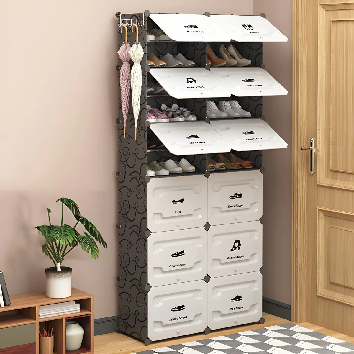 Plastic Entryway White Adjustable Shoe Storage Box Image - 17