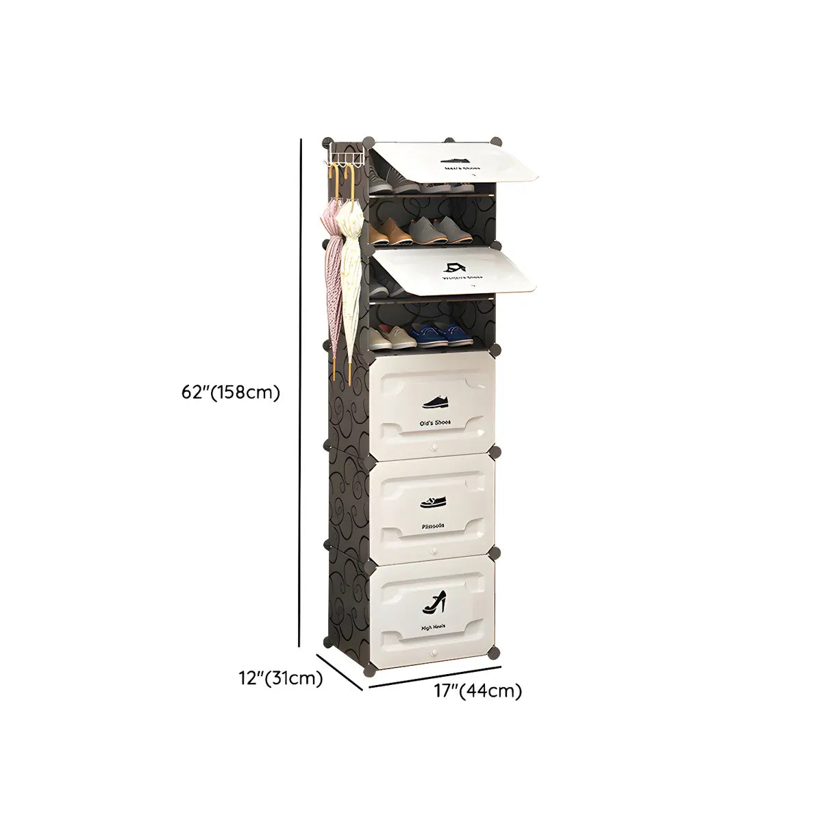 Plastic Entryway White Adjustable Shoe Storage Box Image - 19
