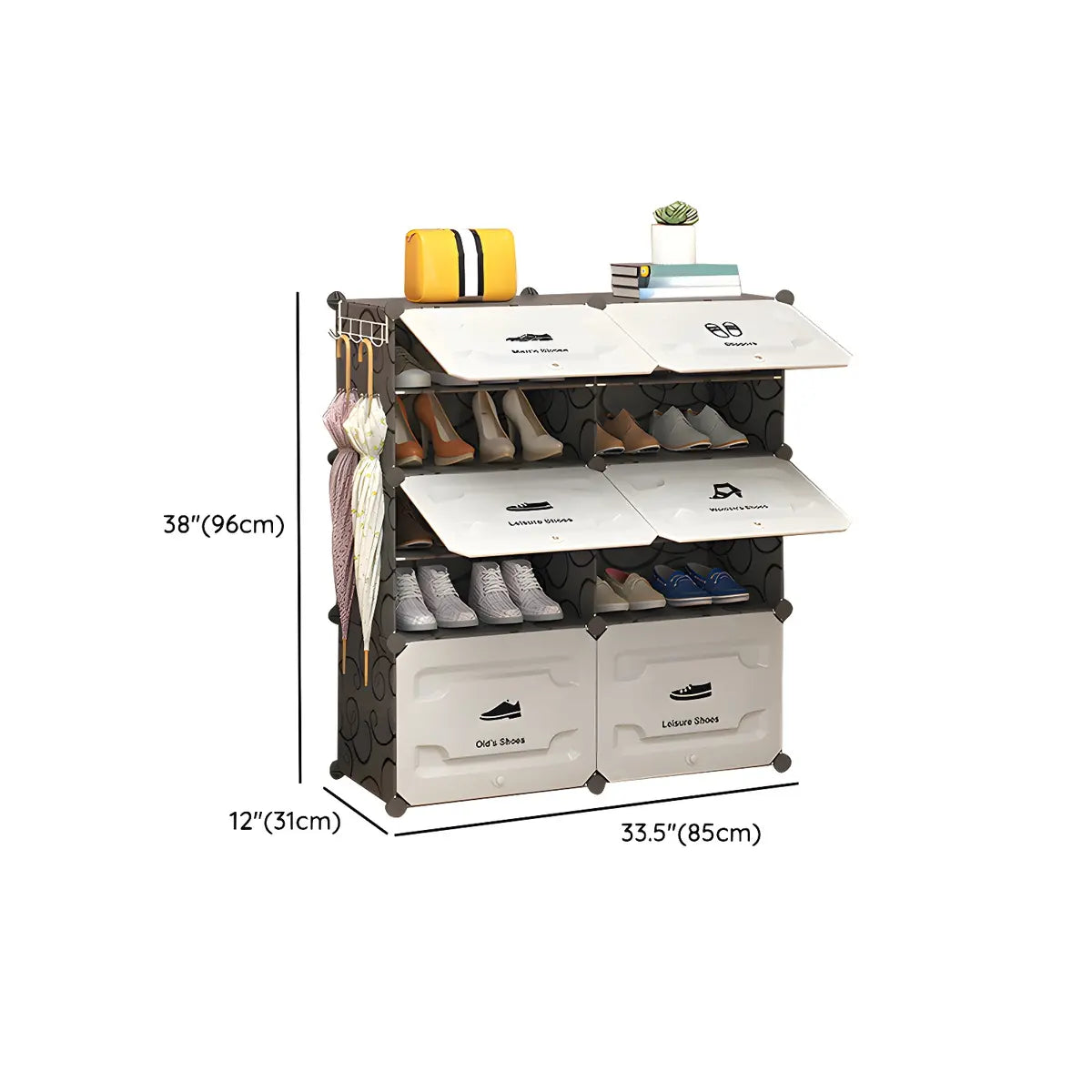 Plastic Entryway White Adjustable Shoe Storage Box Image - 20