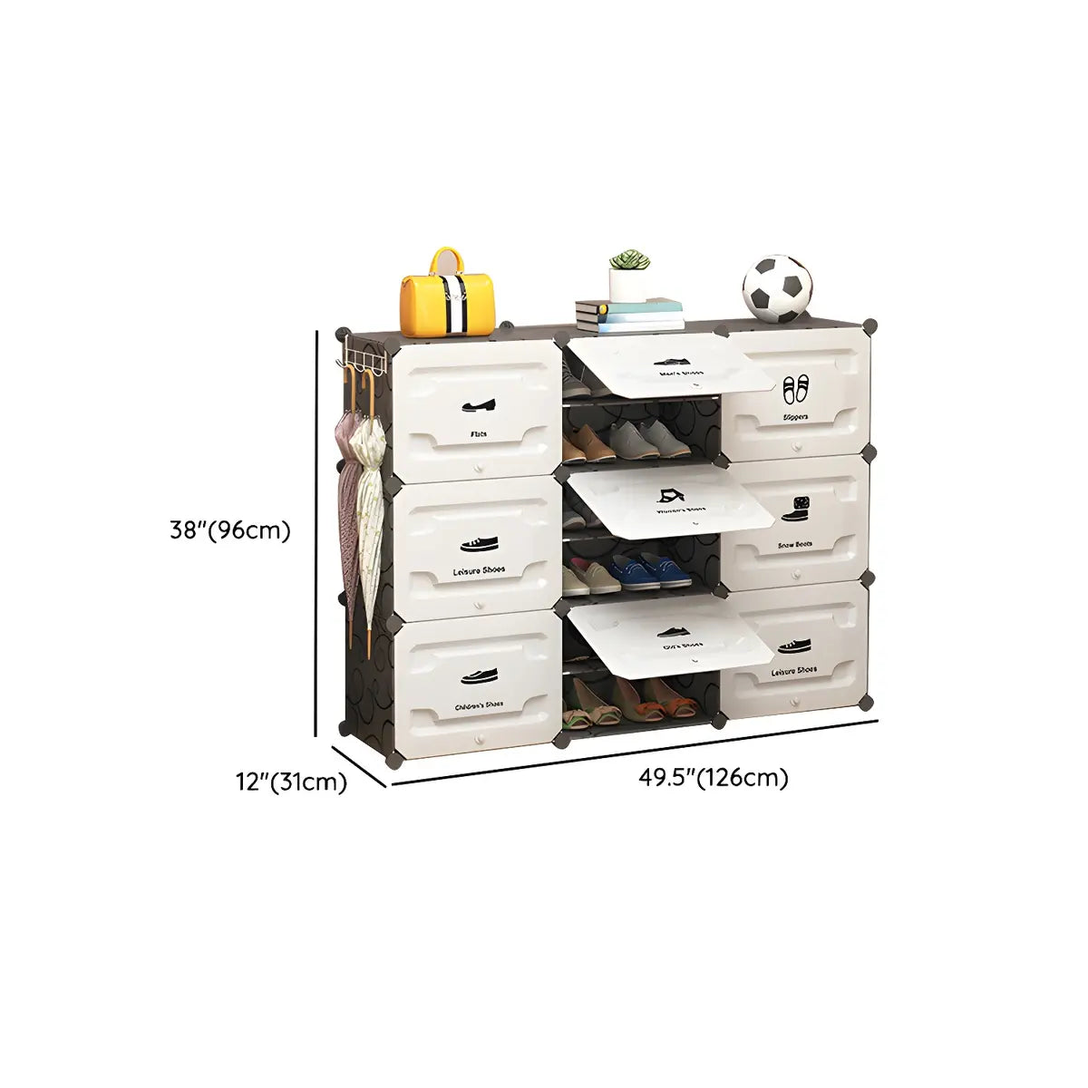 Plastic Entryway White Adjustable Shoe Storage Box Image - 22