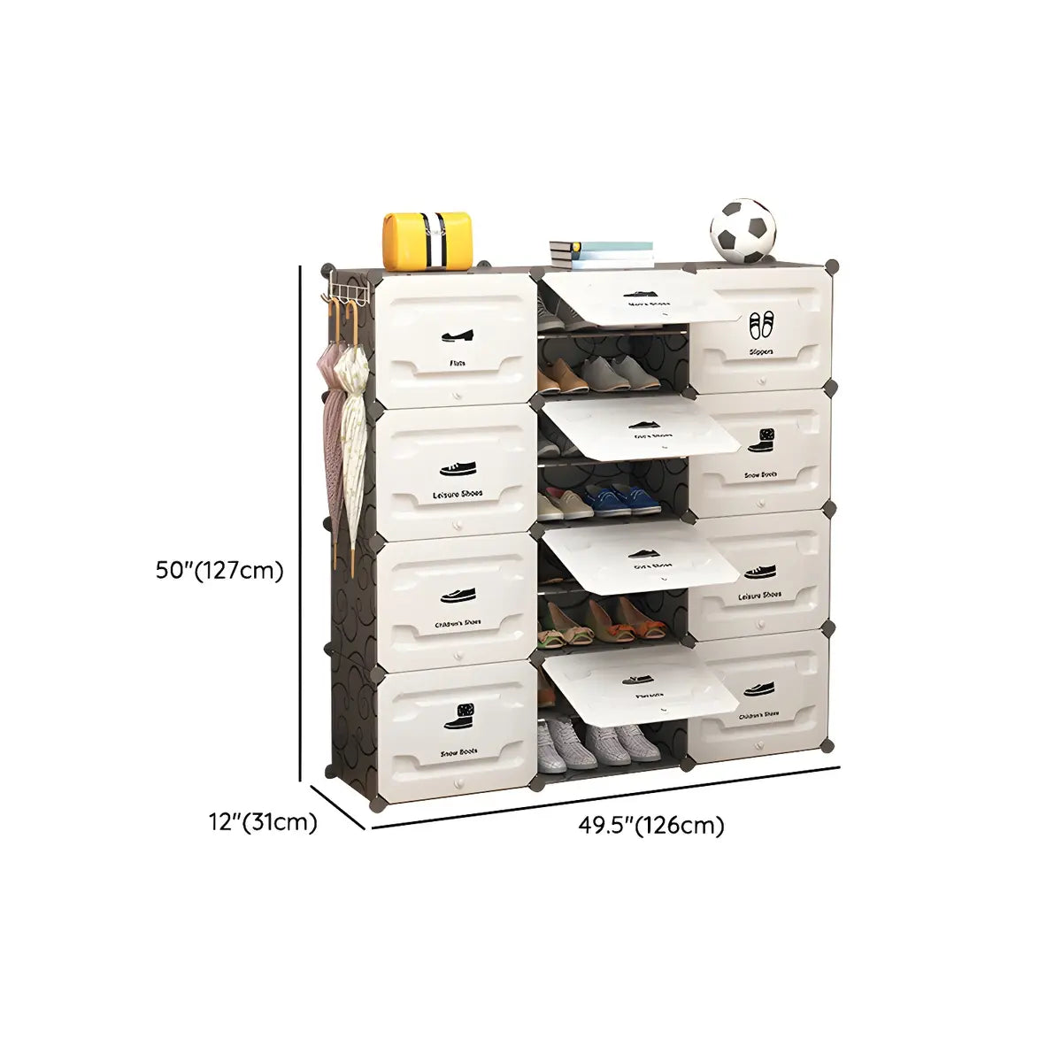 Plastic Entryway White Adjustable Shoe Storage Box Image - 24