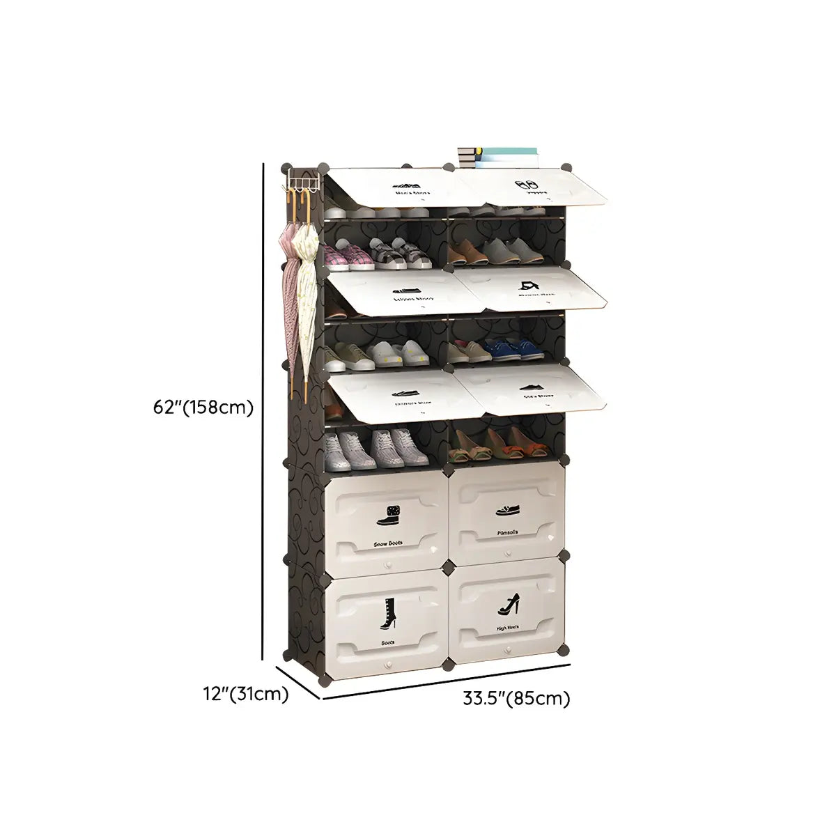 Plastic Entryway White Adjustable Shoe Storage Box Image - 25