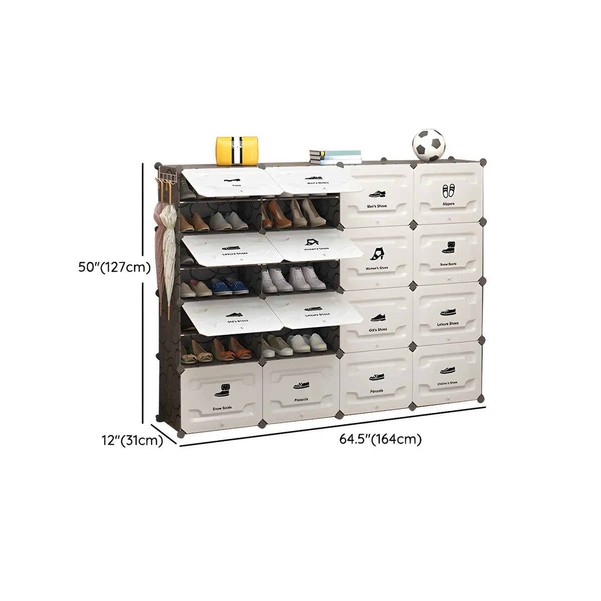 Plastic Entryway White Adjustable Shoe Storage Box Image - 28