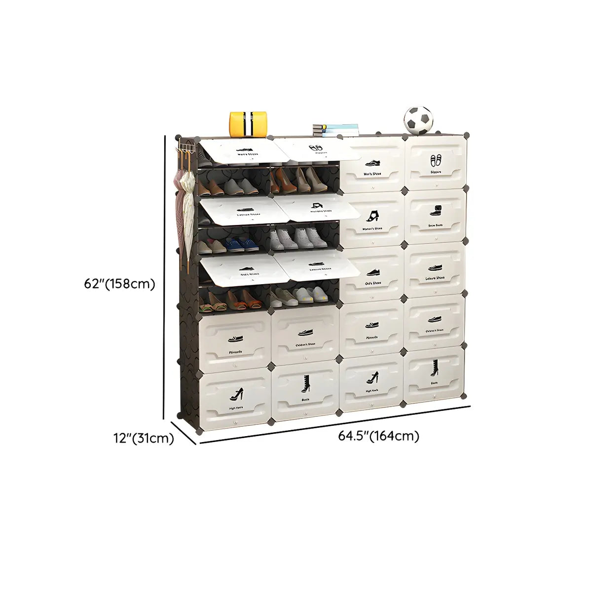 Plastic Entryway White Adjustable Shoe Storage Box Image - 29