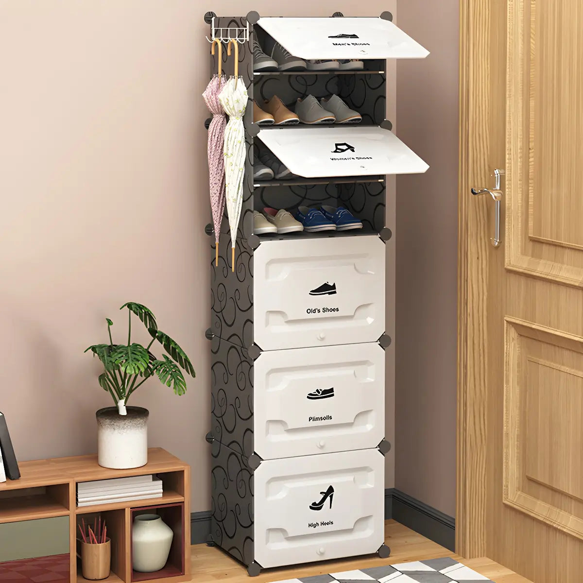 Plastic Entryway White Adjustable Shoe Storage Box Image - 3