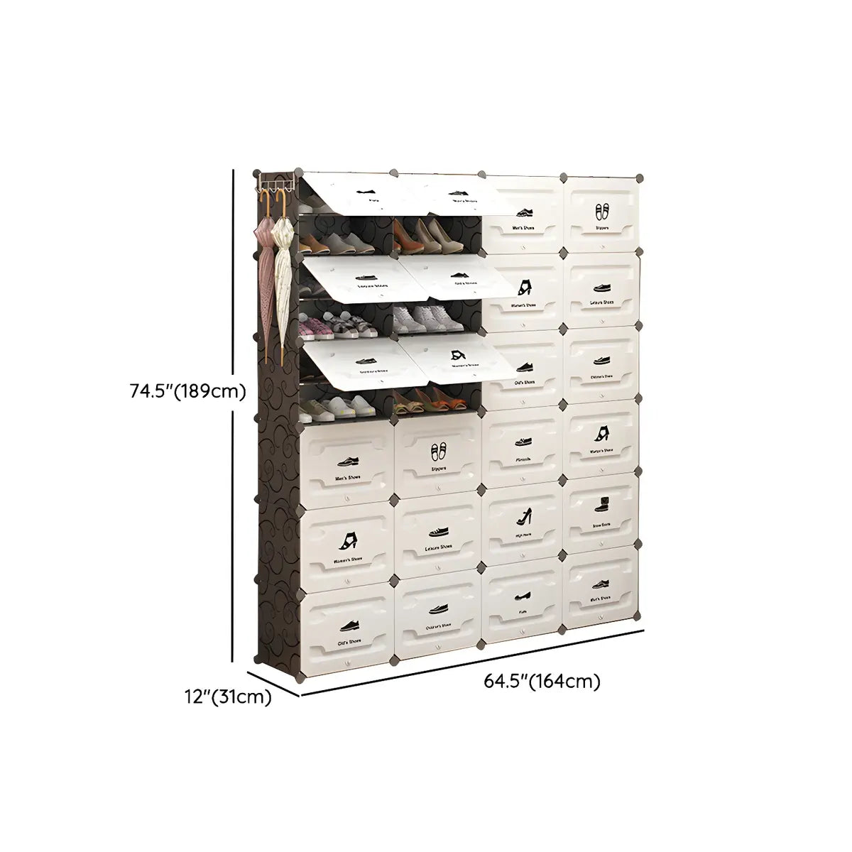 Plastic Entryway White Adjustable Shoe Storage Box Image - 30