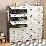 Plastic Entryway White Adjustable Shoe Storage Box Image - 5