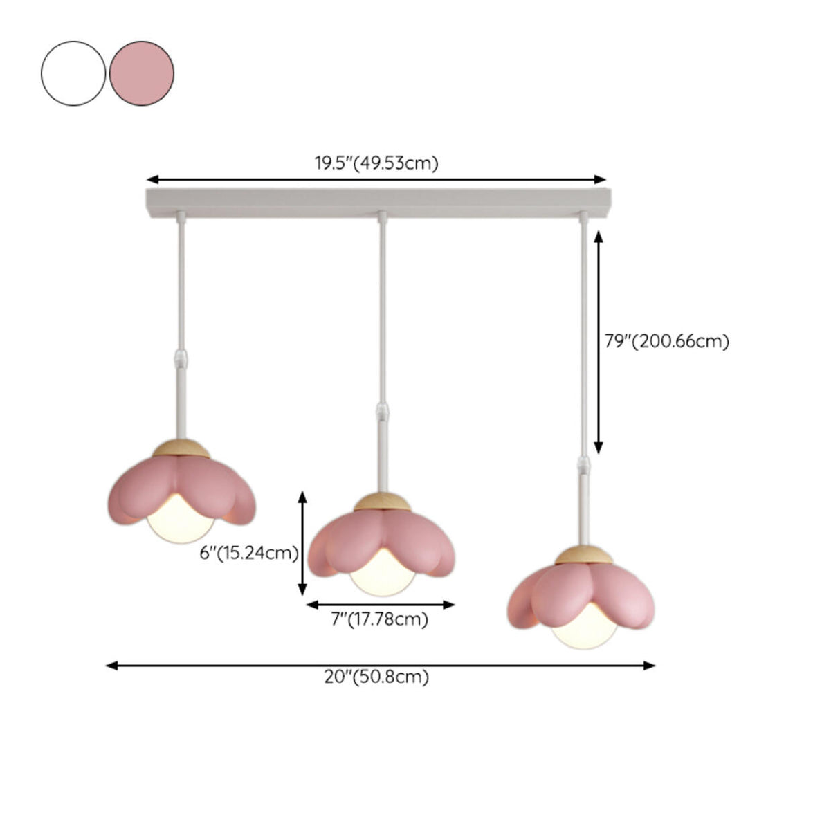 Playful 3-Light Pink Flower Island Pendant Light 