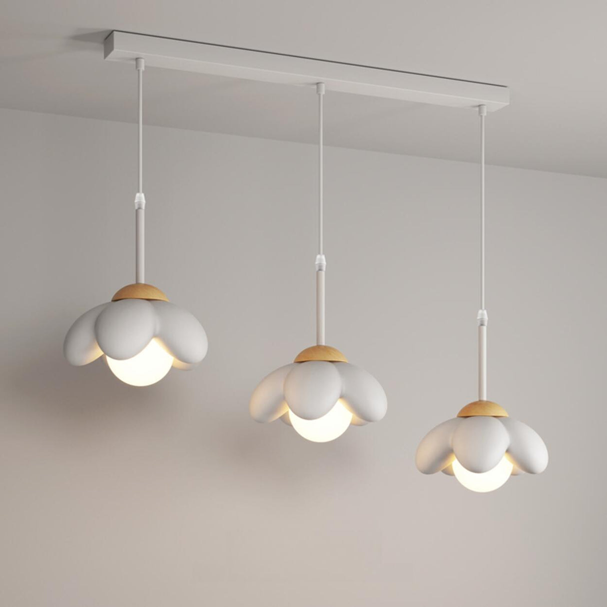 Playful 3-Light Pink Flower Island Pendant Light Image - 6