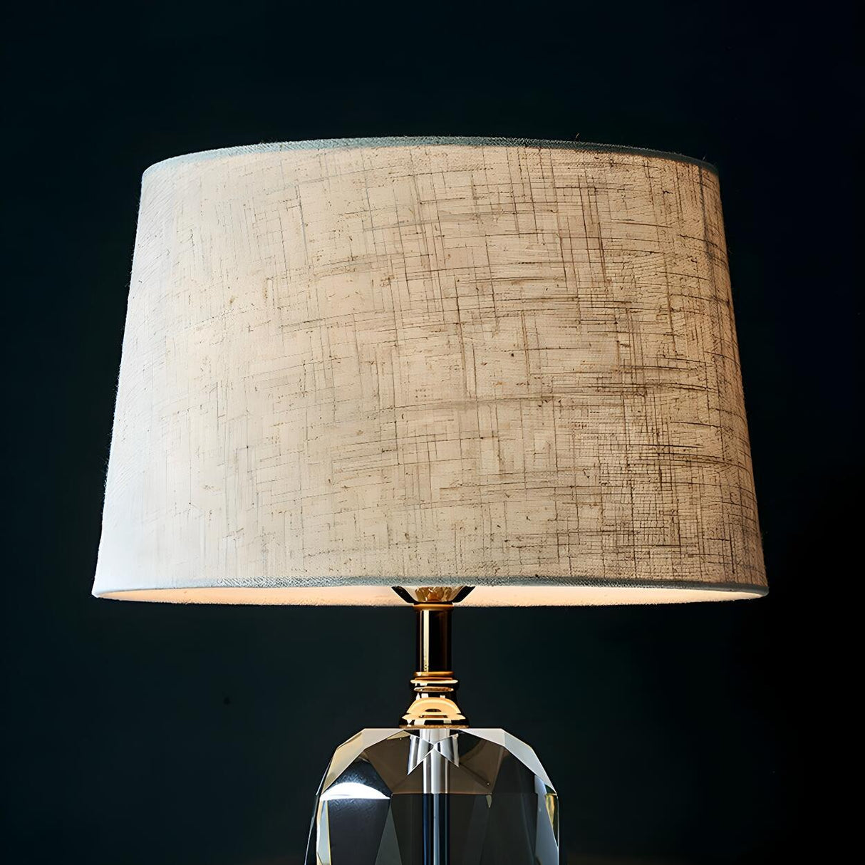 Plug-In Barrel Shade Luxury Crystal Base Table Lamp Image - 10