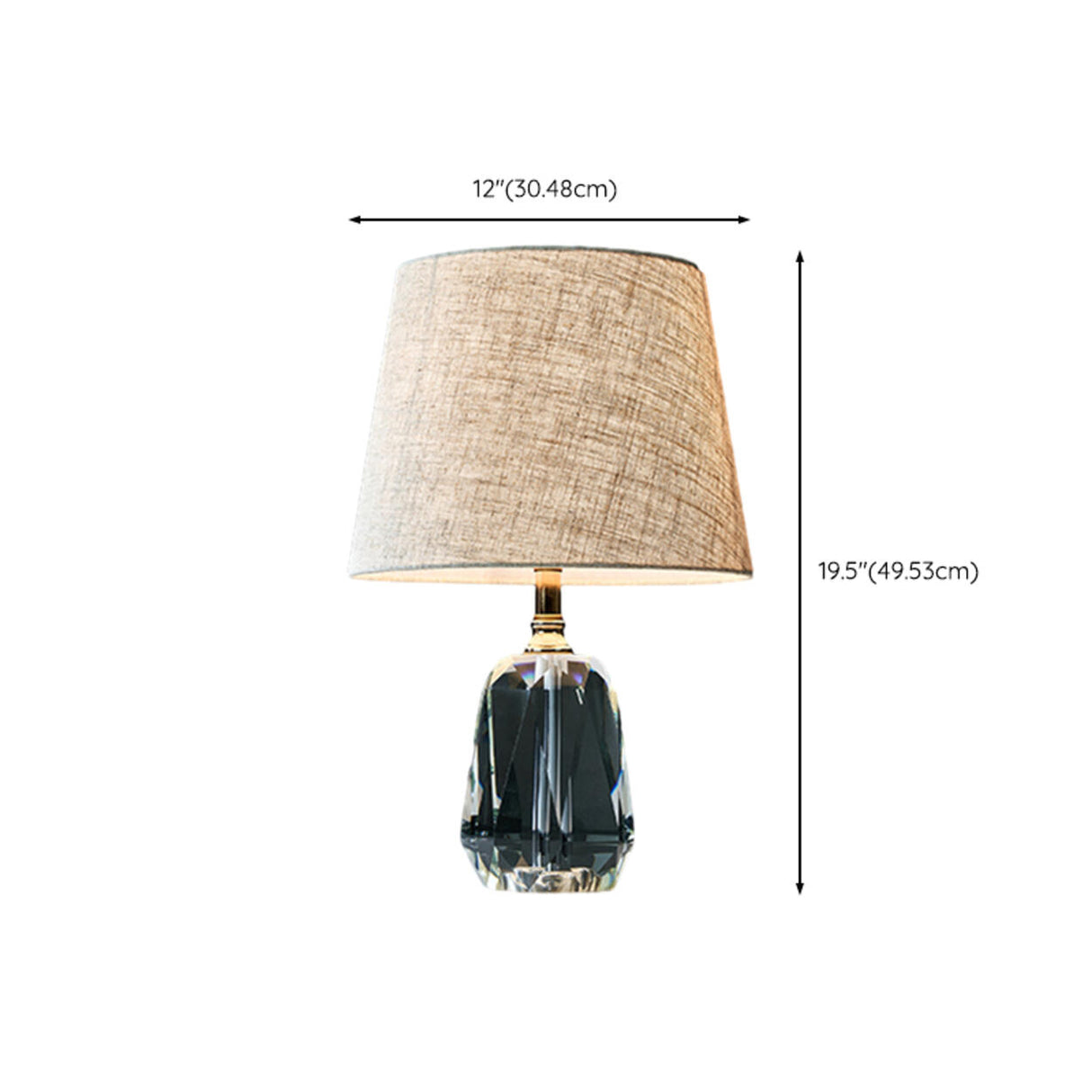 Plug-In Barrel Shade Luxury Crystal Base Table Lamp 