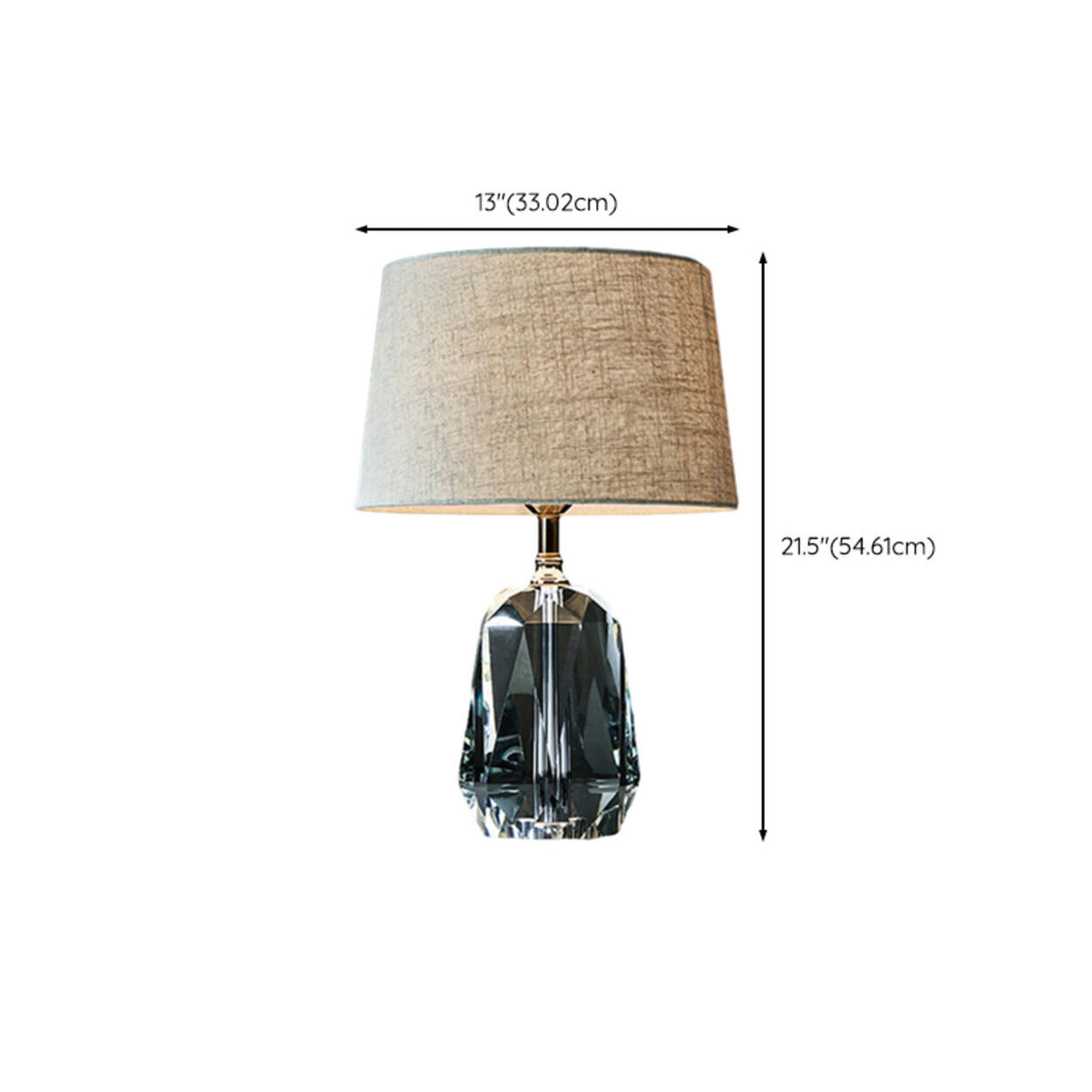 Plug-In Barrel Shade Luxury Crystal Base Table Lamp Image - 12