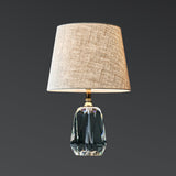 Plug-In Barrel Shade Luxury Crystal Base Table Lamp Image - 2