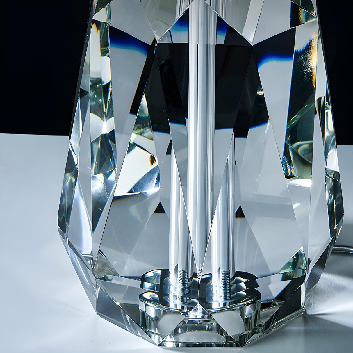 Plug-In Barrel Shade Luxury Crystal Base Table Lamp Image - 8