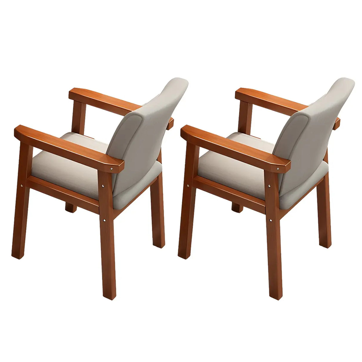 Polyurethane Upholstered Wood Solid Back Arm Chair Image - 26