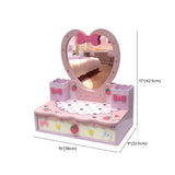 Portable Princess Wooden Drawer Heart Mirror Vanity Set Image - 11